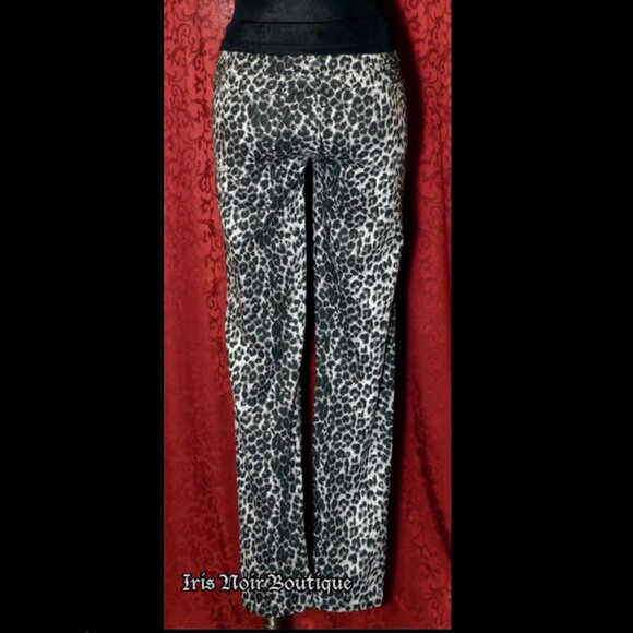 Bettie on the Prowl Snow Leopard Punk Goth Cotton Pants - Picture 2 of 9